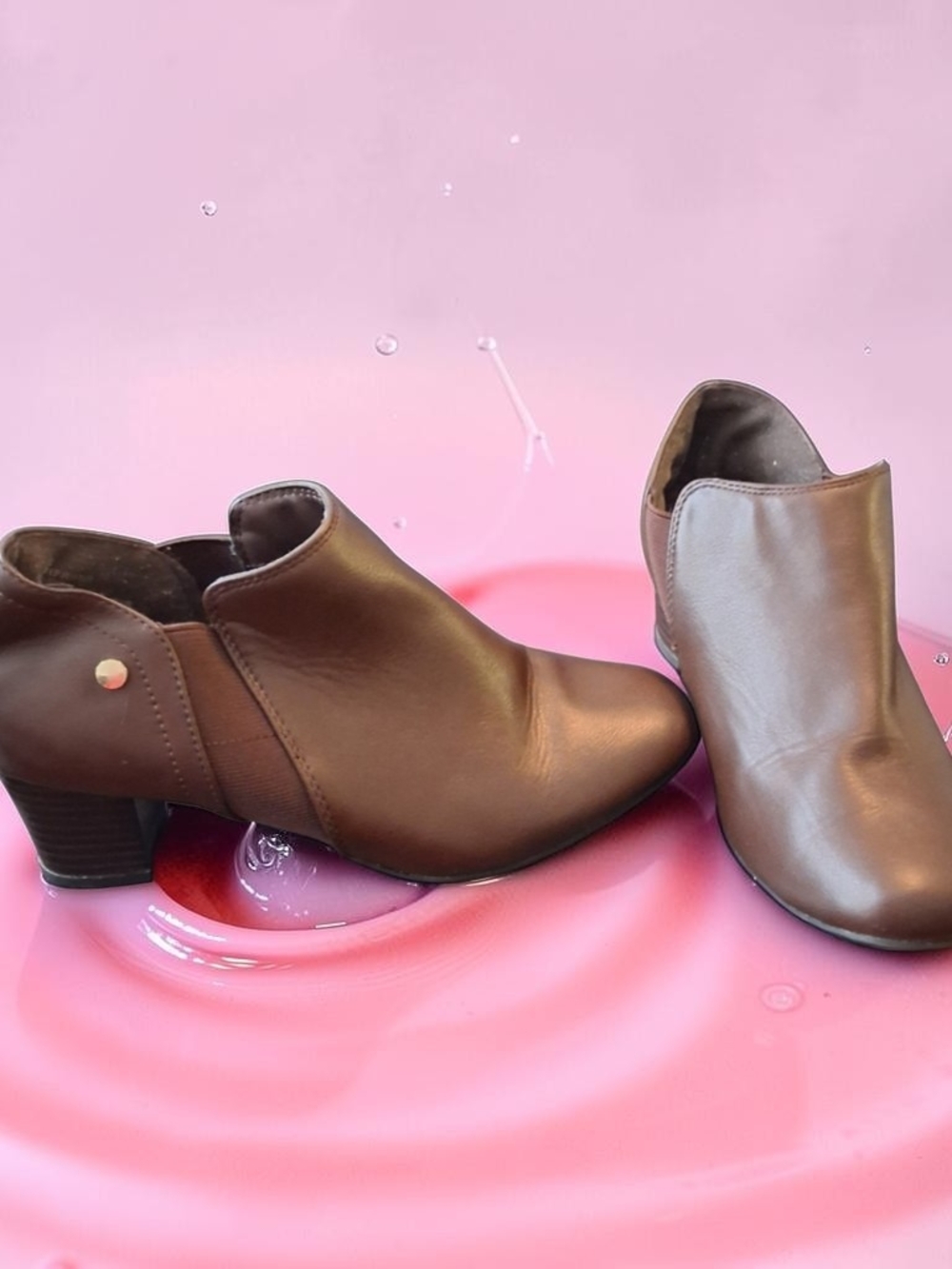 Est 5th Brown Low Heel Ankle Booties Womens Shoes Size 6 Autumn Fashion Leather